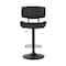 Armen Living Brooklyn Adjustable Swivel Black Faux Leather and Black Wood Bar Stool with Black Base LCBRBABLBL - alternate 6
